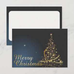 Blue Christmas Theme with golden Christmas Tree Invitation