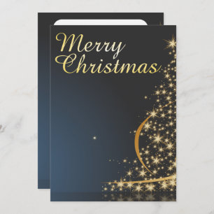 Blue Christmas Theme with golden Christmas Tree Invitation