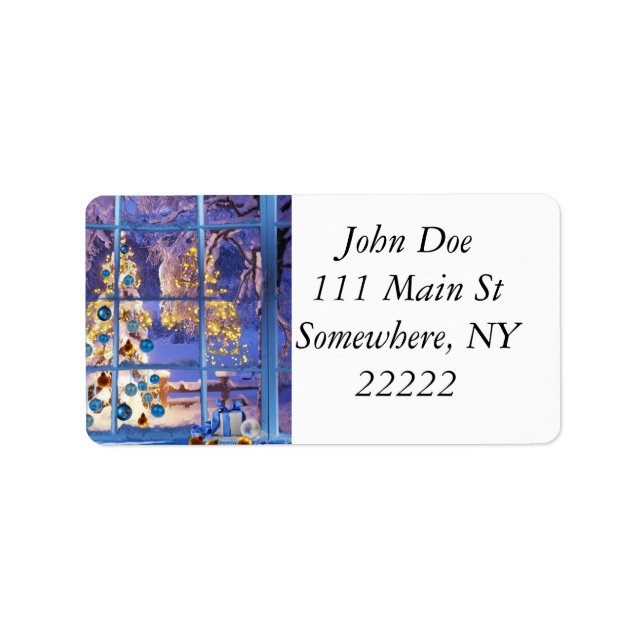 Blue Christmas Through the Window Label (Front)