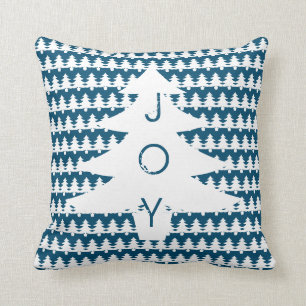 Blue Christmas Throw Pillow