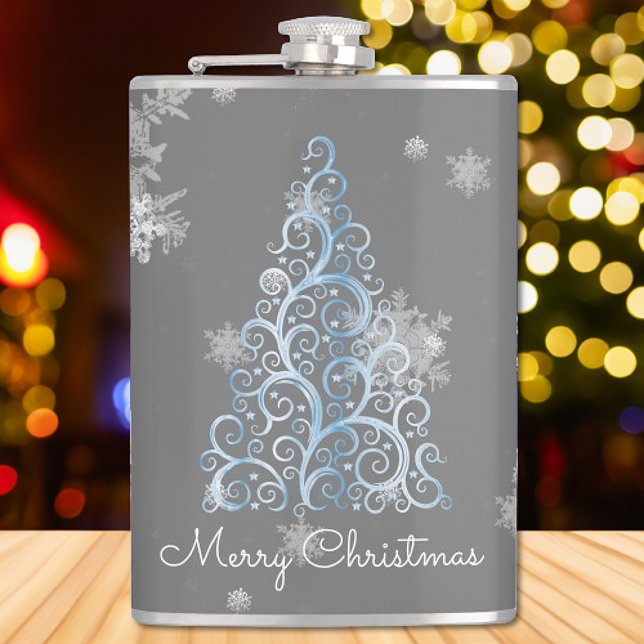 Blue Christmas Tree and Snowflakes Flask (Blue Christmas Tree and Snowflakes Flask)