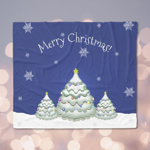 Blue Christmas Tree Blanket