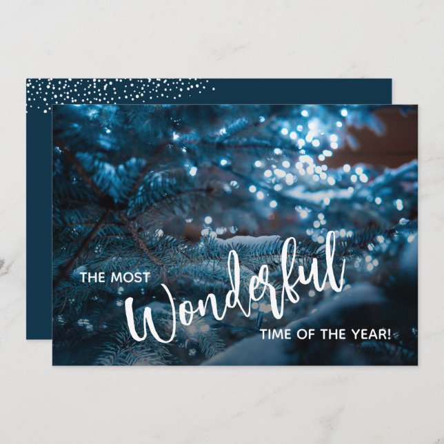 Blue Christmas Tree Business Logo Holiday Card (Front/Back)