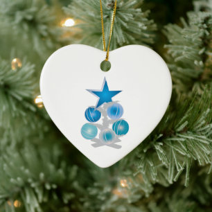 Blue Christmas tree Ceramic Ornament