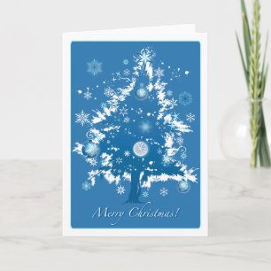 Blue Christmas Tree Christmas Card
