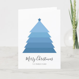 Blue Christmas Tree Christmas Card