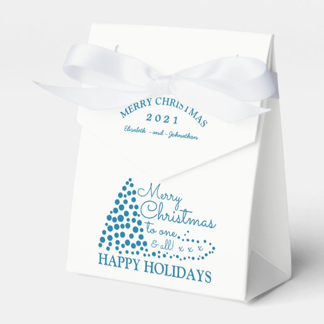 Blue Christmas Tree, Christmas Favor Box (Front Side)