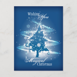 Blue Christmas Tree Christmas Holiday Postcard