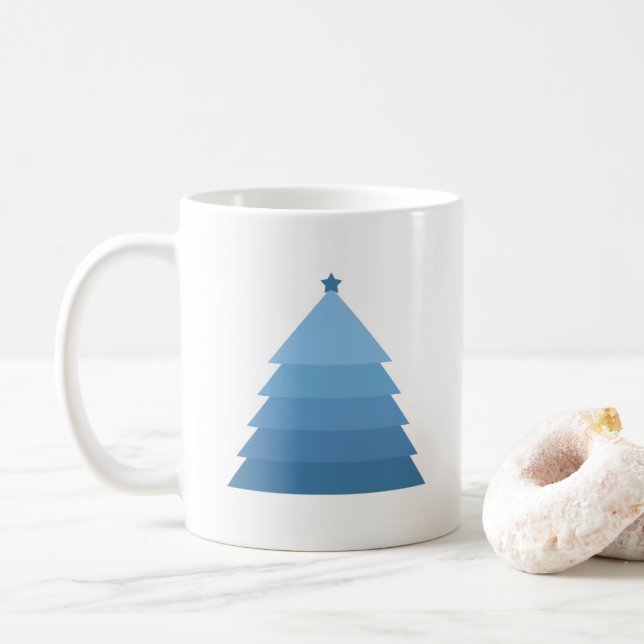 Blue Christmas Tree Coffee Mug (With Donut)