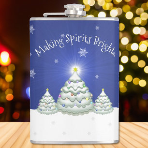 Blue Christmas Tree Flask