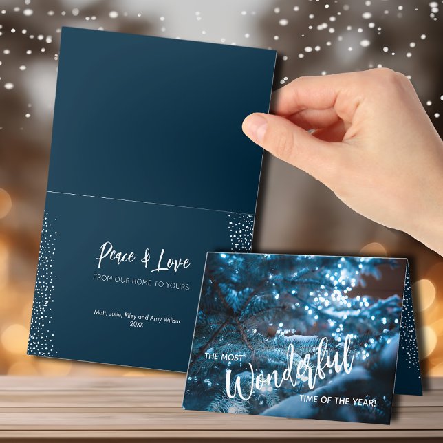 Blue Christmas Tree Folded Holiday Card (Creator Uploaded)