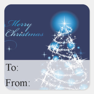 Blue Christmas Tree Gift Tag