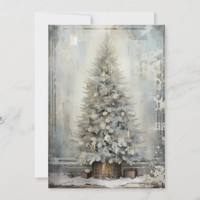 Blue Christmas Tree Greeting Card (Front)