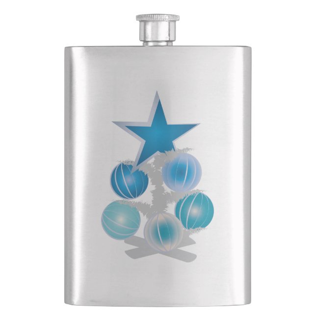 Blue Christmas tree Hip Flask (Front)
