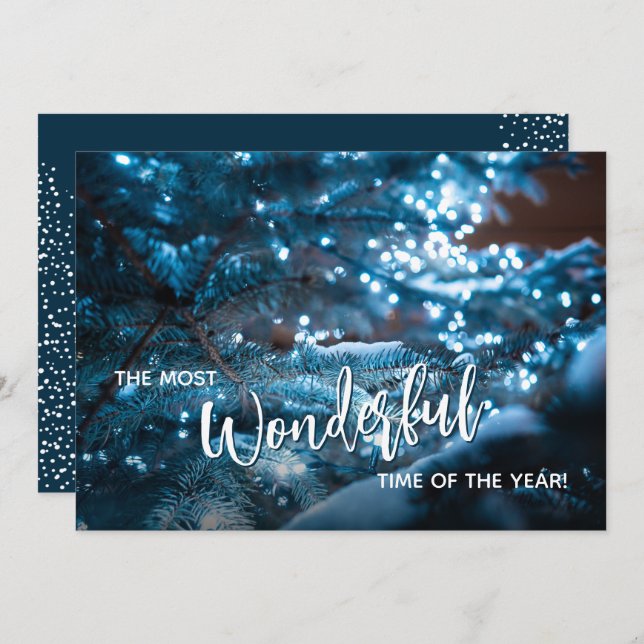 Blue Christmas Tree Holiday Card (Front/Back)