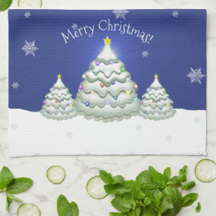 Blue Christmas Tree Kitchen Towel