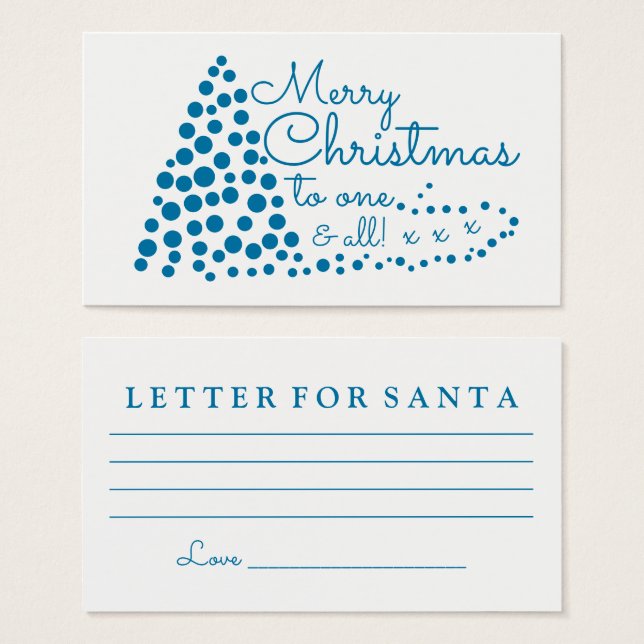 Blue Christmas Tree, Letter For Santa (Front & Back)