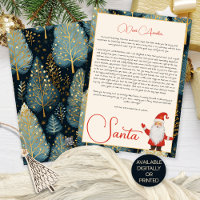 Blue Christmas Tree Letter From Santa Card