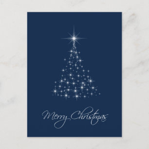 Blue Christmas Tree of Lights Postcard