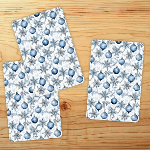Blue Christmas Tree Ornaments Pattern Playing Cards