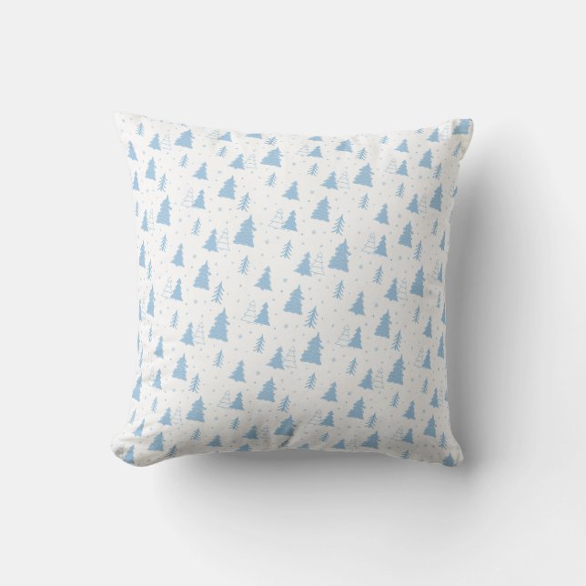 Blue Christmas Tree Pattern Cushion (Front)