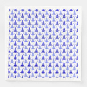 Blue Christmas Tree Pattern Design Napkin