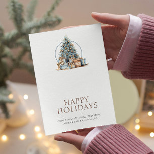  Blue Christmas Tree Personalised Holiday Card