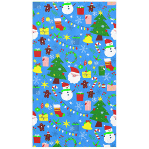 blue christmas tree santa claus tablecloth