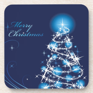 Blue Christmas Tree Set of Cork Coasters