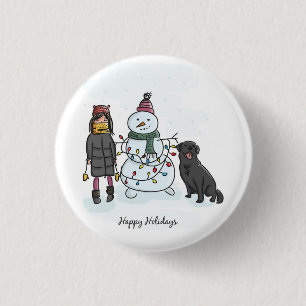 Blue Christmas Tree, Snowflake 3 Cm Round Badge