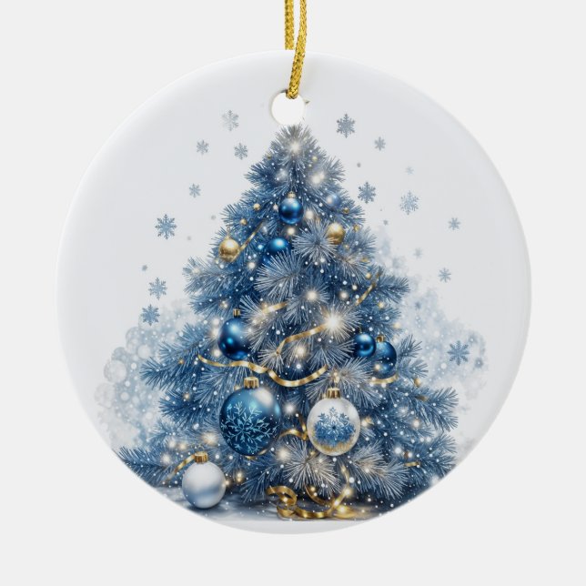 Blue Christmas Tree with Decorations (Front)
