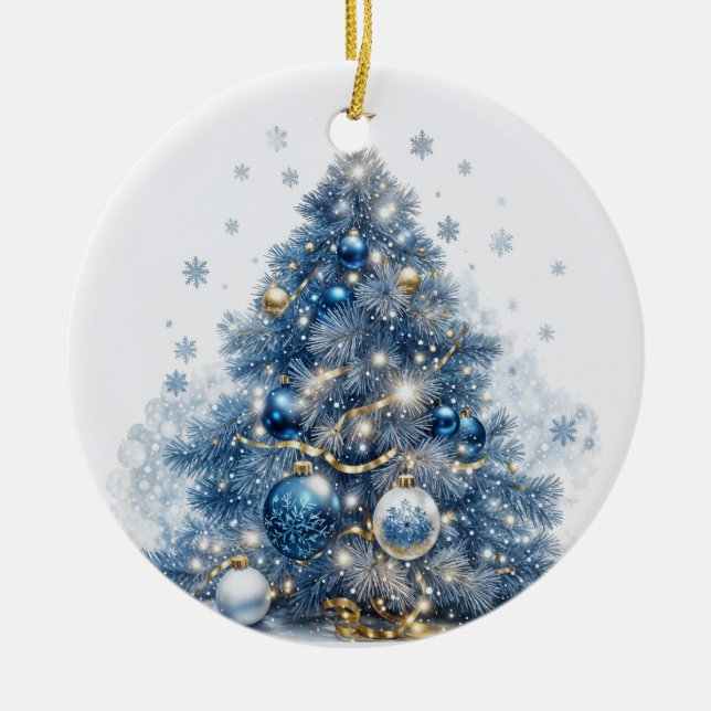 Blue Christmas Tree with Decorations (Front)