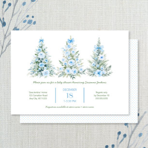 Blue Christmas Trees 2 Boy Baby Shower Invitation