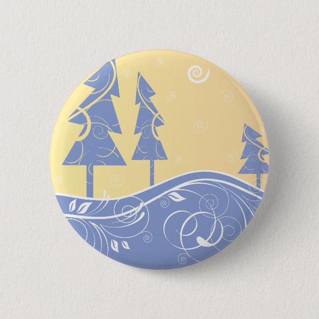 blue Christmas Trees 6 Cm Round Badge (Front)