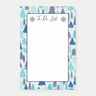 Blue Christmas Trees Evergreen Forest To Do List Post-it Notes