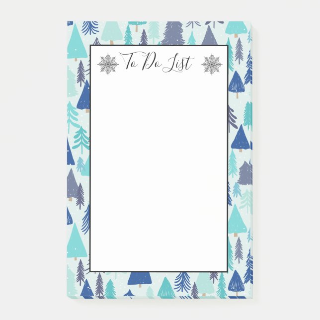 Blue Christmas Trees Evergreen Forest To Do List Post-it Notes (Front)