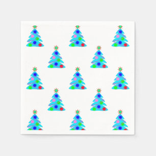 Blue Christmas Trees Holiday Party Napkin