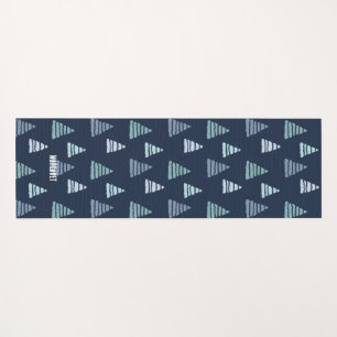 Blue Christmas trees with beads strings pattern Yoga Mat