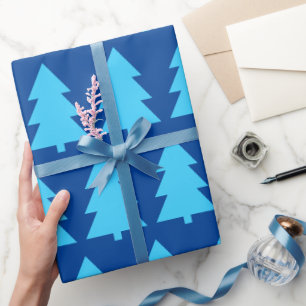 Blue Christmas trees Wrapping Paper
