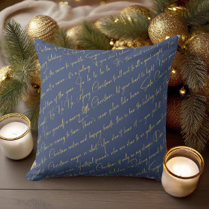 Blue  Christmas Typography Pattern#36 ID1009 Cushion