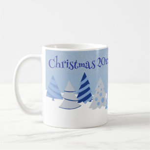 Blue Christmas Whimsical Trees Coffee Mug