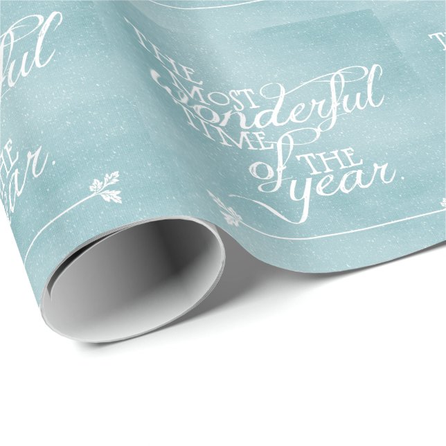 Blue Christmas with Words Wrapping Paper (Roll Corner)