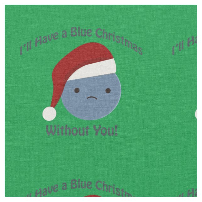 Blue Christmas Without You Blueberry Fabric (Close Up)