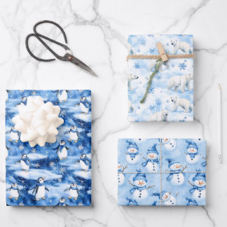 Blue Christmas  Wrapping Paper Sheet