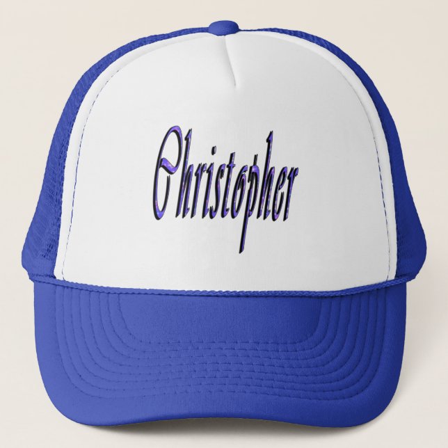 Blue Christopher, Name, Logo, Trucker Hat (Front)