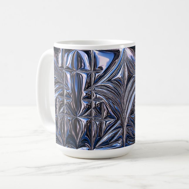 Blue Chrome Geometry Coffee Mug (Front Left)