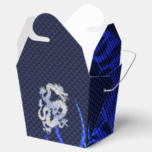 Blue Chrome like Dragon Carbon Fibre Style Favour Box