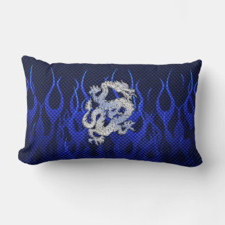Blue Chrome like Dragon Carbon Fibre Style Lumbar Cushion