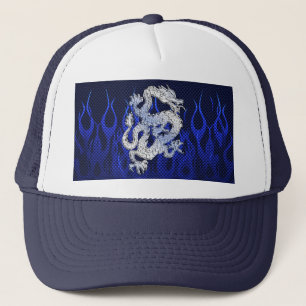 Blue Chrome like Dragon Carbon Fibre Style Trucker Hat