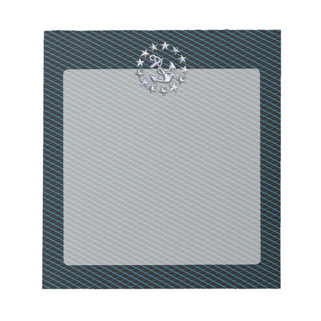 Blue Chrome Like Yacht Flag Automotive Grille Notepad (Front)